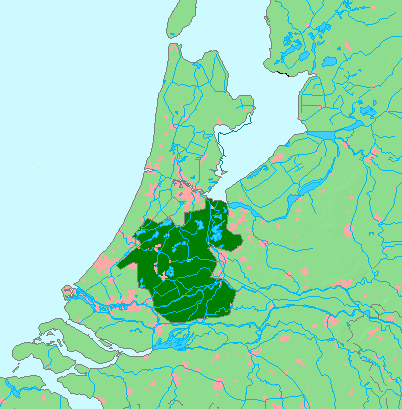 Afbeelding met markering van het Groene Hart van Nederland